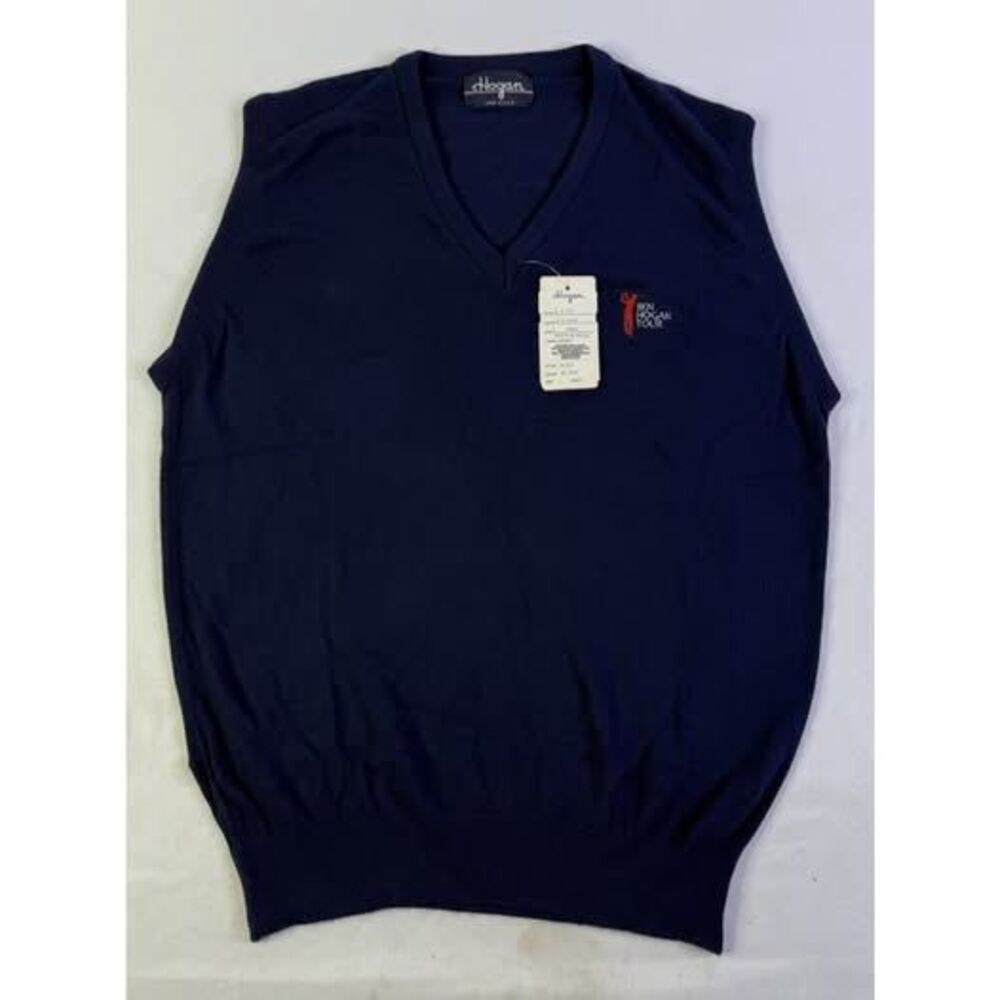 Vintage Ben Hogan Golf Vest Knit Mens Large Navy Blue V-neck Made In USA New